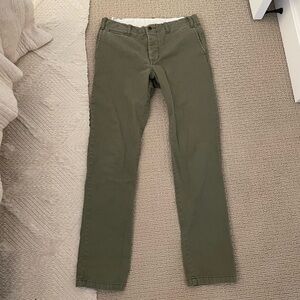 Buck mason officer pant slub twill 30” waist 100% cotton green excellent